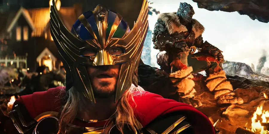 A photo of a scene from the movie Thor Love and Thunder
