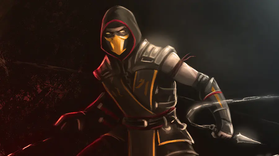 Sub Zero cover from the Mortal Kombat game on a black and dark background