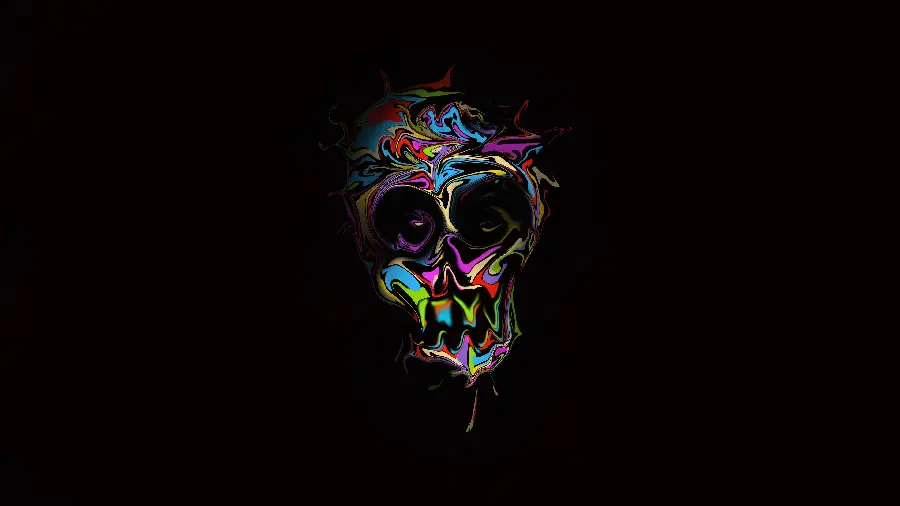 Digital Art Background Image with Colored Skeleton Design and Dark Background