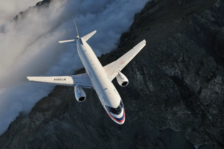 The latest image of a plane flying in the sky for printing signs and chassis boards