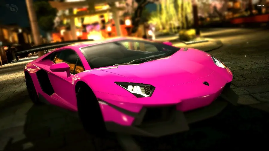 Shiny Pink Lamborghini Car Photo in HD Quality