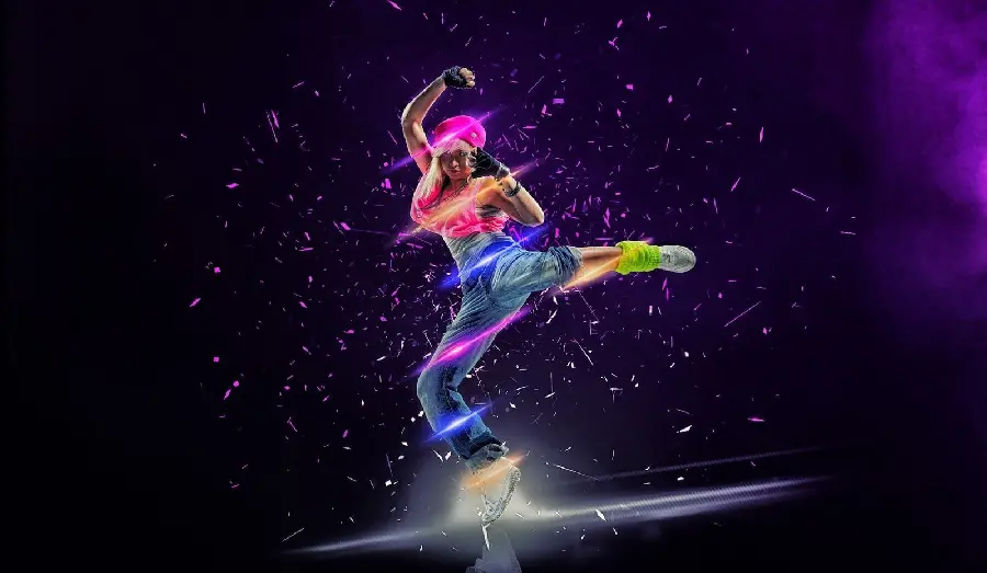High quality photo of a girl dancing street and hip hop