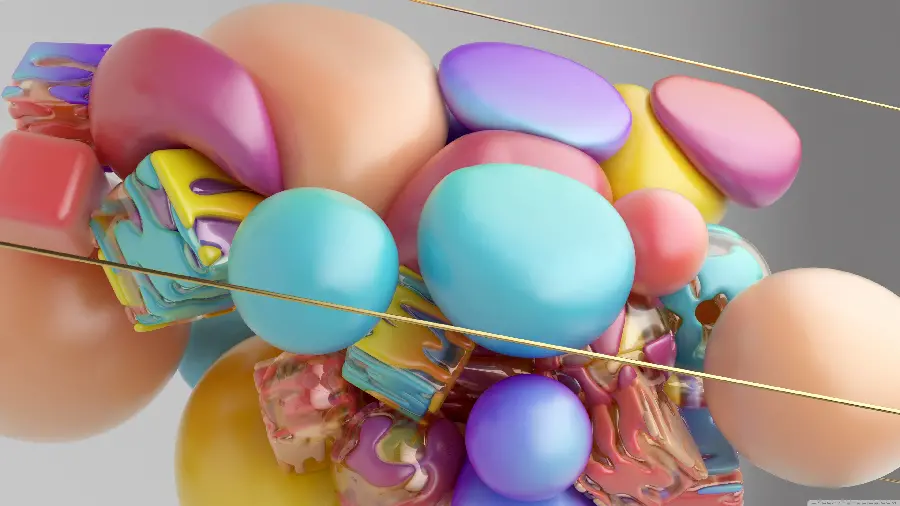 Colorful background of Geometric and 3D objects
