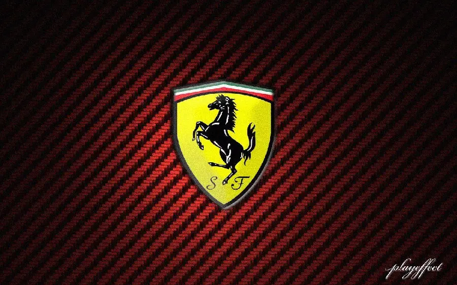 Download Ferrari logo with a black and red background for Windows 11 wallpaper