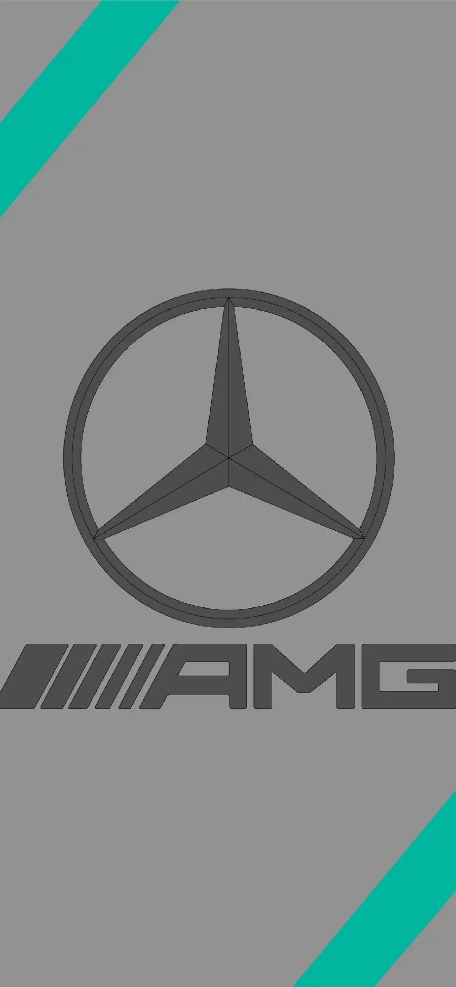 A wallpaper of a painted Benz car logo on a Gray