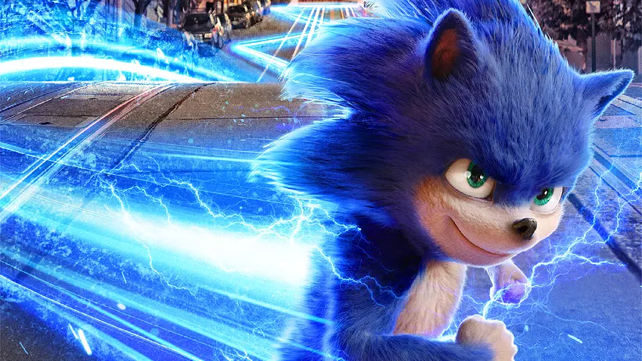 Sonic cartoon character running at high speed