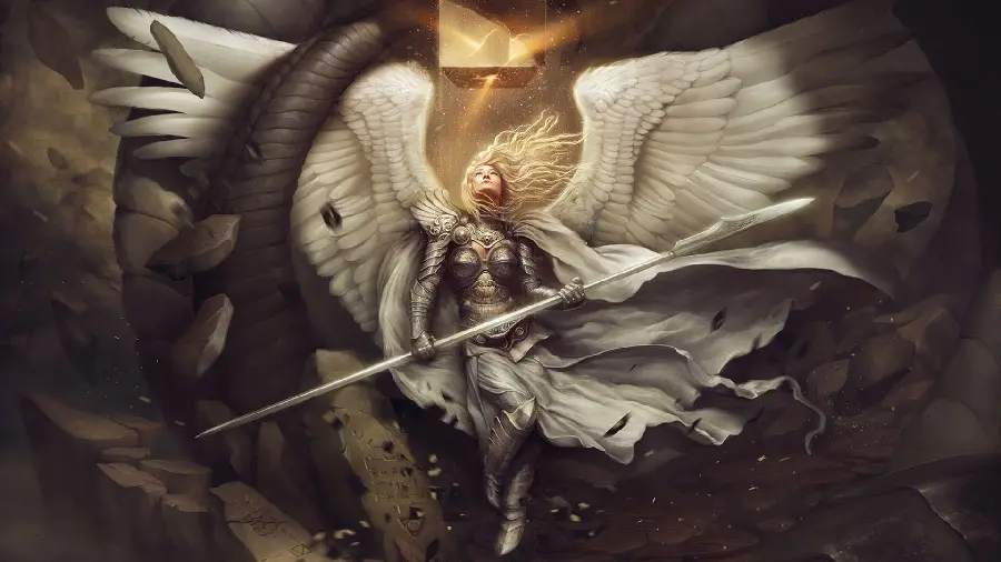 Beautiful and warrior winged angel photo wallpaper