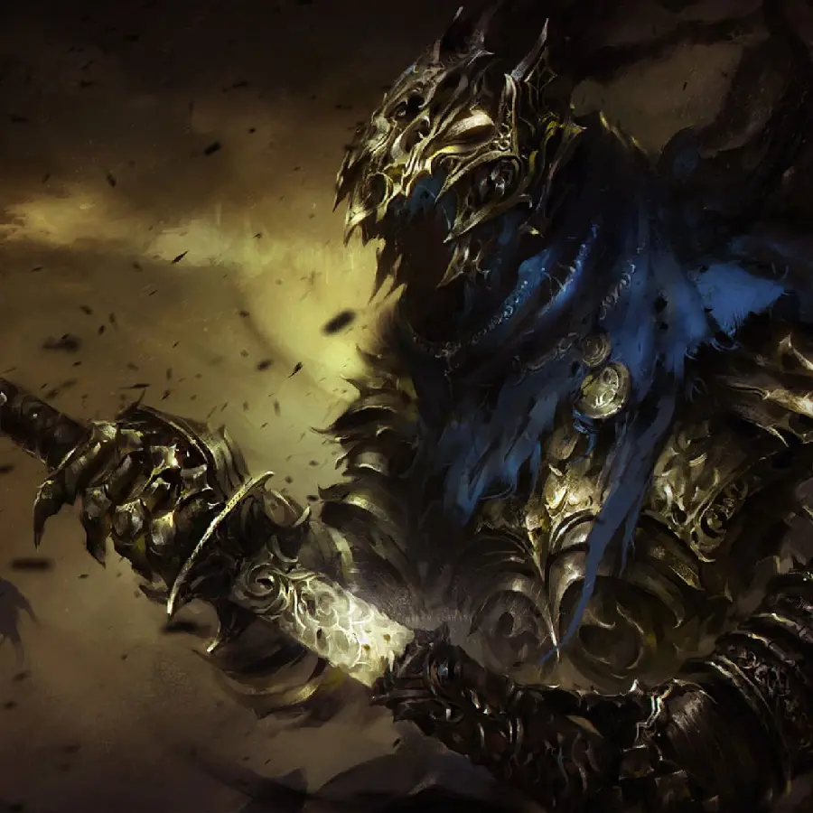 Digital painting background photo with a legendary sword and warrior design