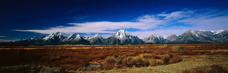 Background of mountain nature with snow in autumn for monitors Wide
