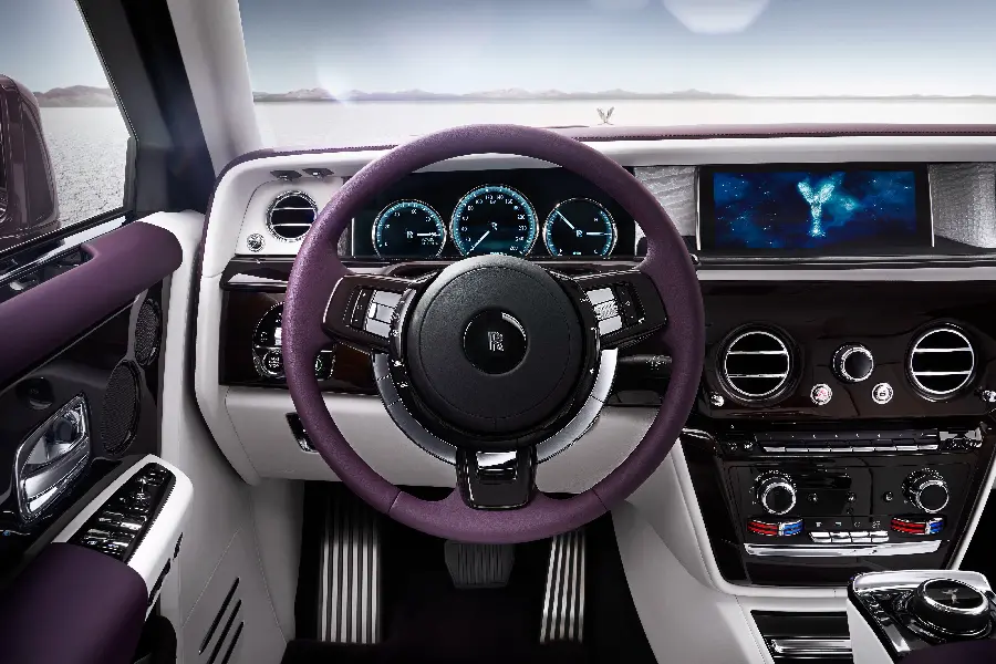 Beautiful and luxurious image inside the cabin of the Rolls Royce car