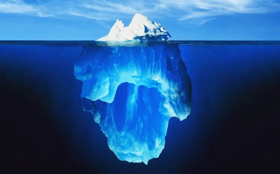 Download a special image of a large iceberg in the blue ocean in Full HD quality