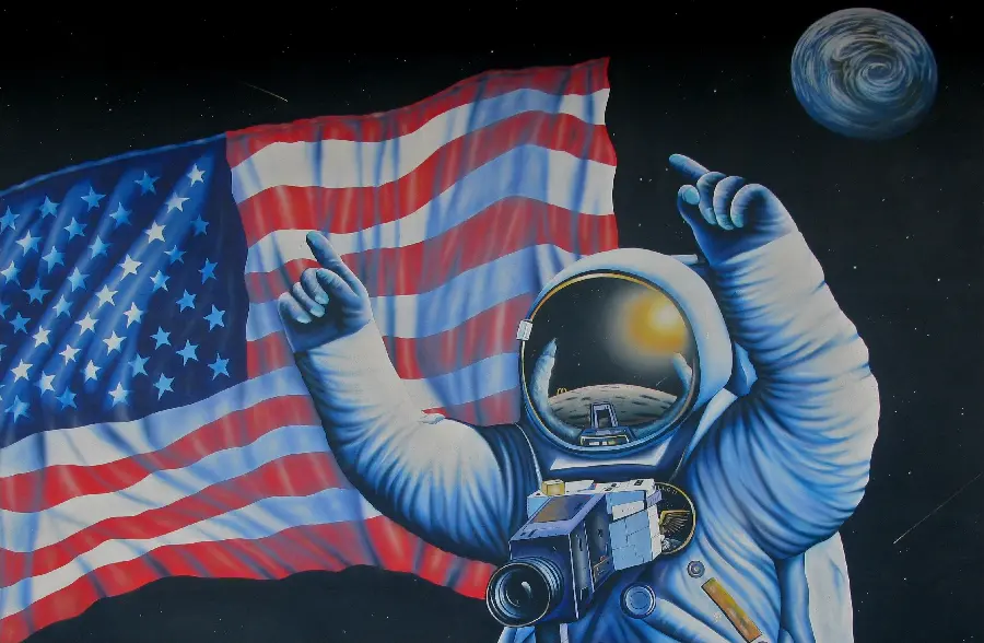 Photo of NASA astronaut and the United States in cartoon and animated form