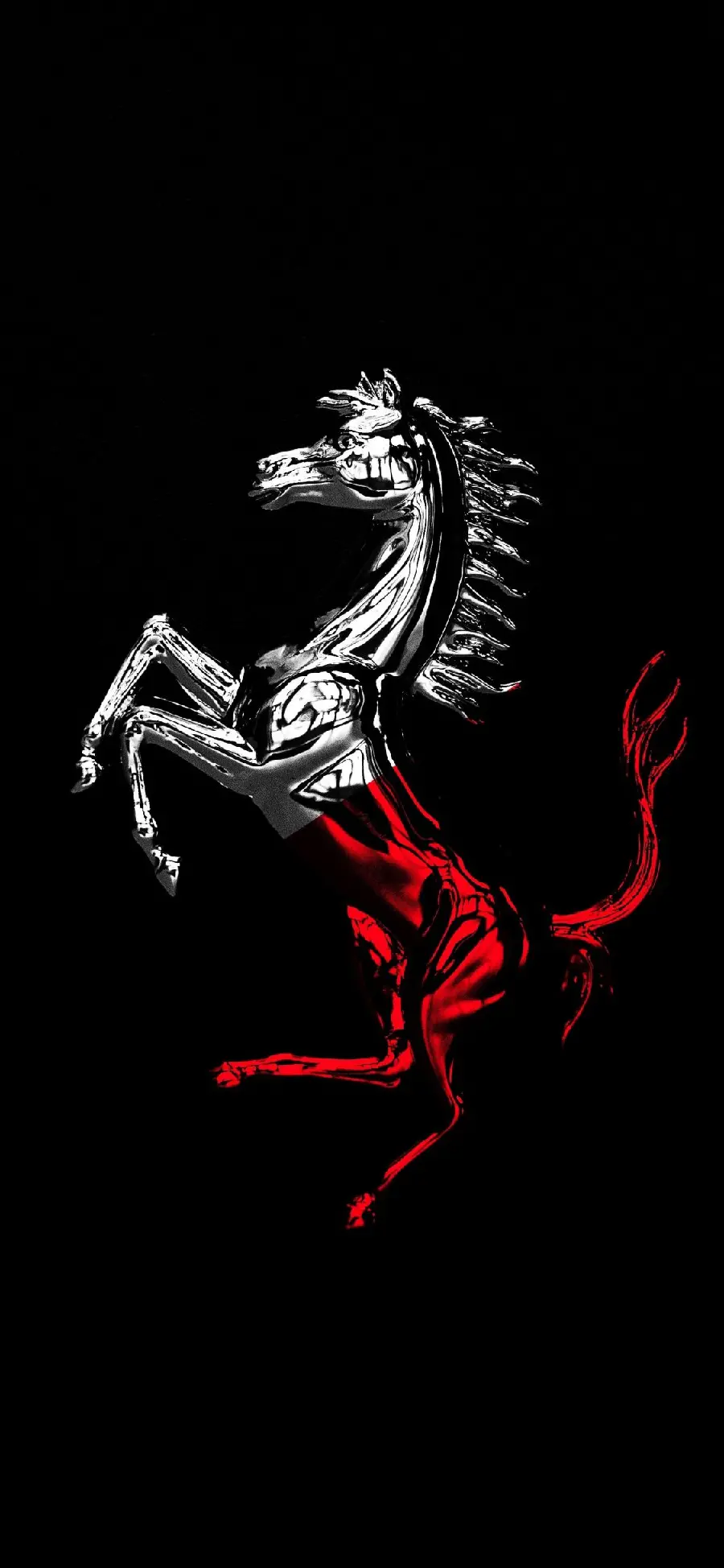 Ferrari logo profile image of the Iron Rogue Horse with two colors of white and red with original quality