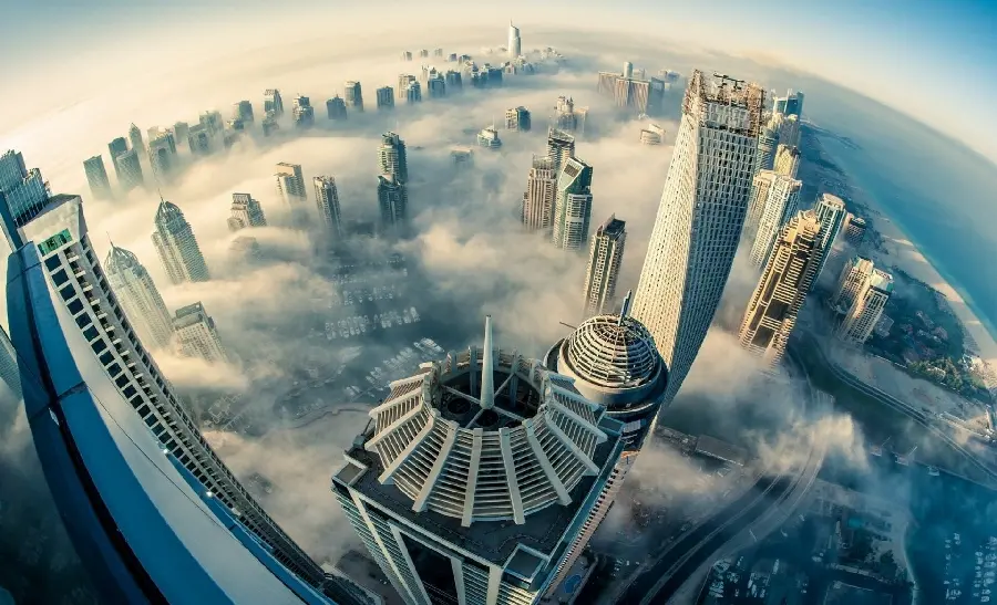 Wallpaper of skyscrapers of Dubai city in the United Arab Emirates