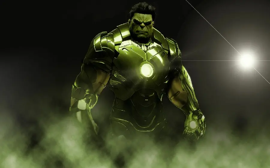 Image of Hulk with special iron suit and shockproof ready for the big fight