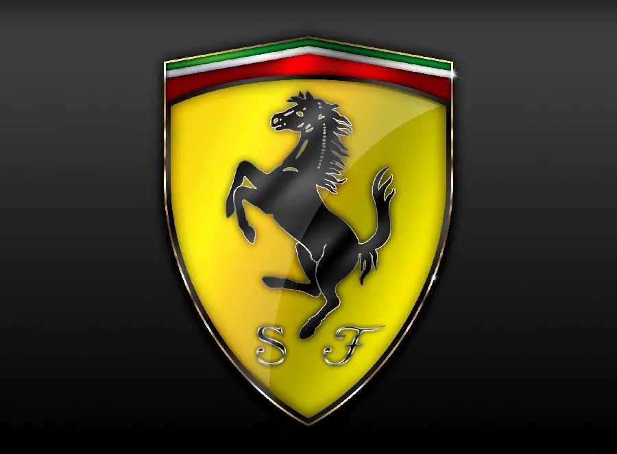 The most visible yellow Ferrari car logo image for wallpaper in HD quality