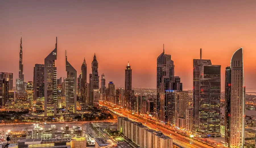 Wallpaper of the city of Dubai in the United Arab Emirates for the background of the computer monitor