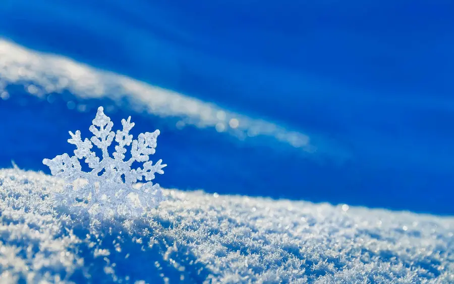 Amazing close-up image of a snowflake in winter