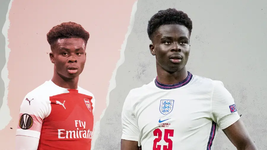 Bukayo Saka photo in England national team and Arsenal