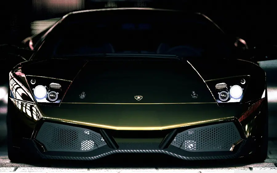 Download Windows 11 Wallpaper Lamborghini Murcielago Olive Color Front Close-up