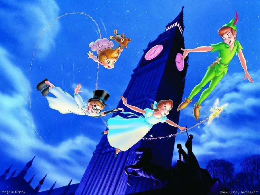 Picture of Peter Pan and the characters of the animation Queen of Hearts