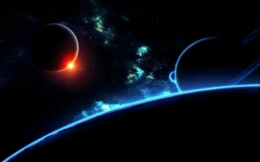 A wallpaper of galaxies and spheres in the sky for computer and laptop backgrounds