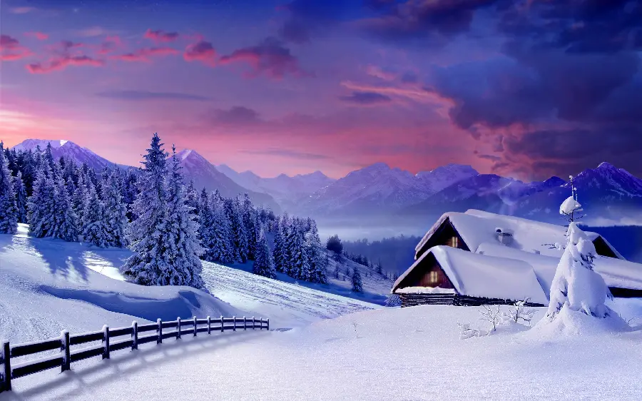 Beautiful and spectacular winter themed photo 2022 with beautiful and snowy cottages