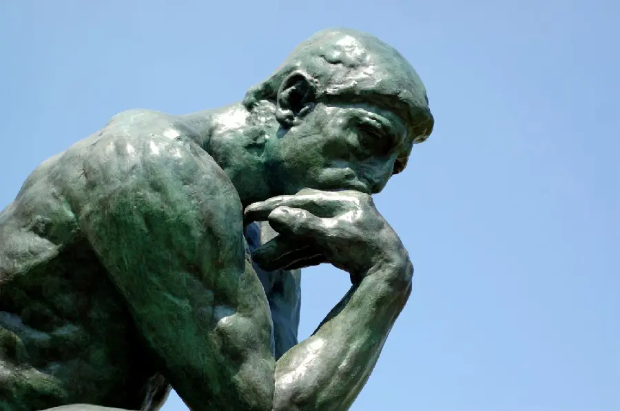 Conceptual photo of a male statue for thinking and contemplation