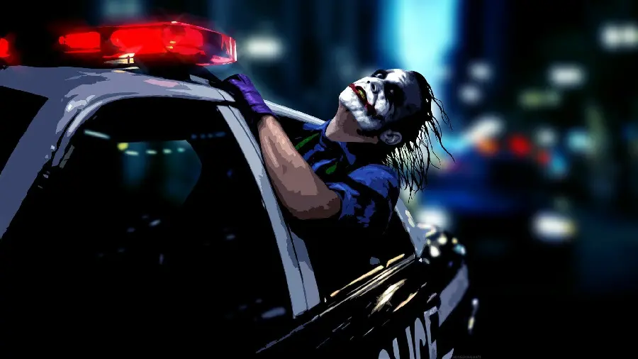 Controversial Image of Heath Ledger as the Joker and riding in a police car