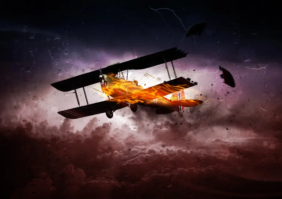 Hottest Digital Image of Airplane Catching Fire in Flight in High Quality for Desktop Background