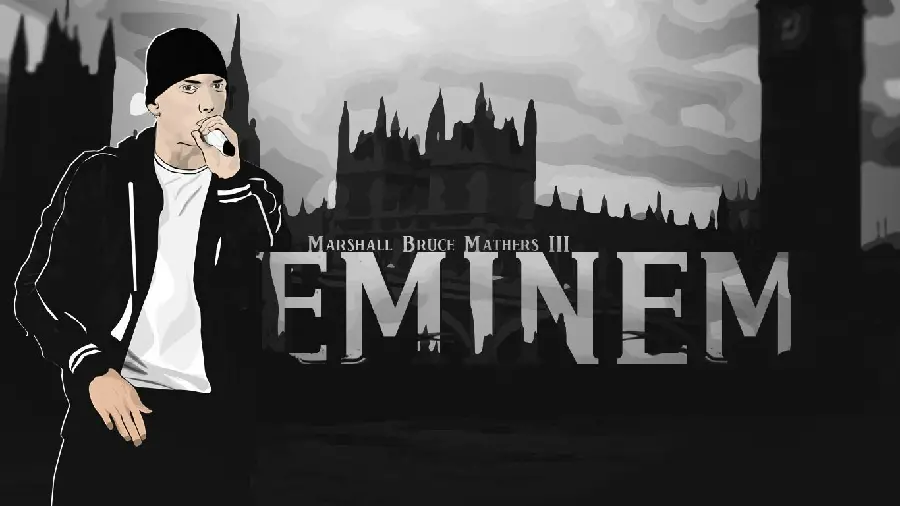 Edited image of Eminem, the popular rapper, for mobile wallpaper