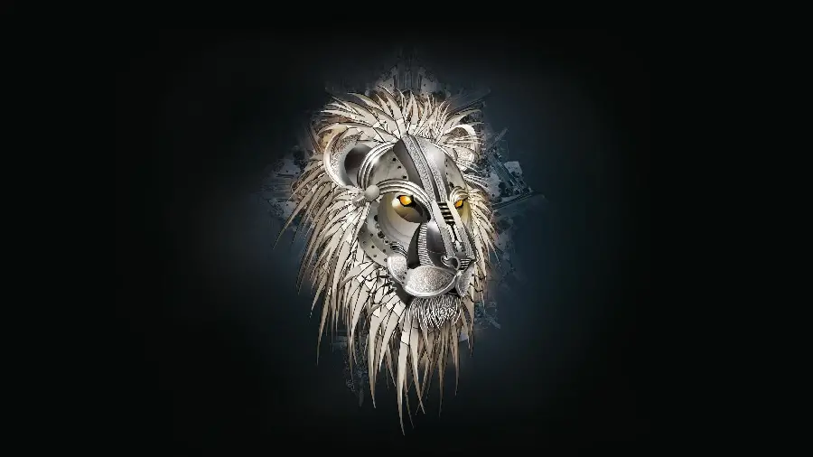 Wallpaper of a male lion's face in a modern and professional way