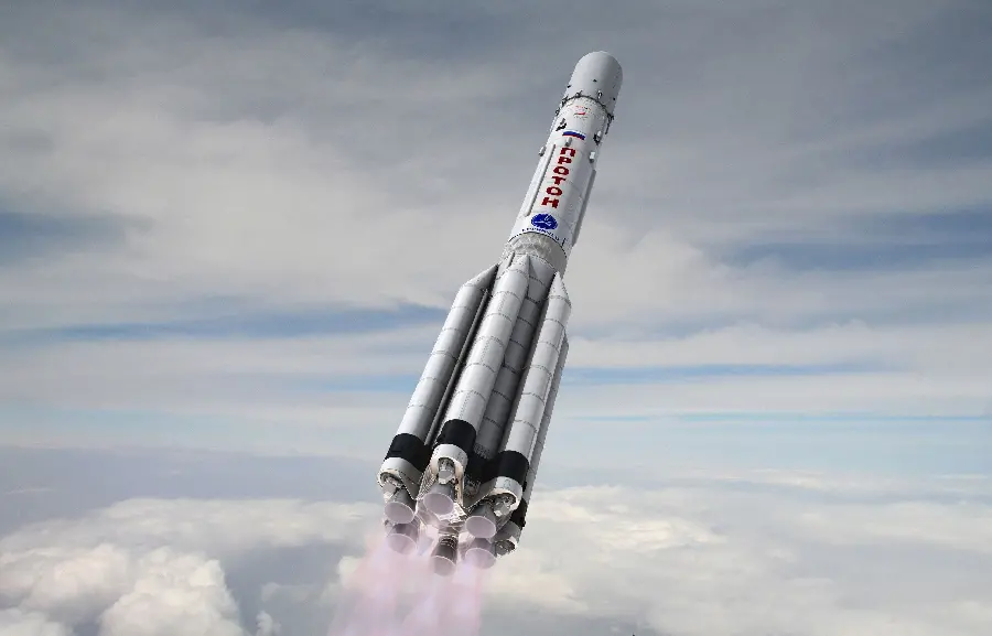 The best picture of a missile launching into a cloudy sky suitable for printing on banners and posters