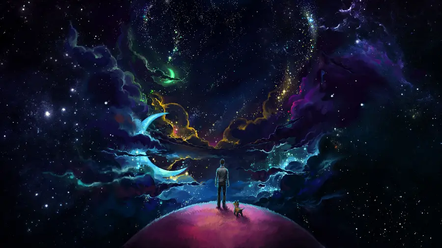 Planetary Background for Phone with Earth and Moon and Light and Dark Colors