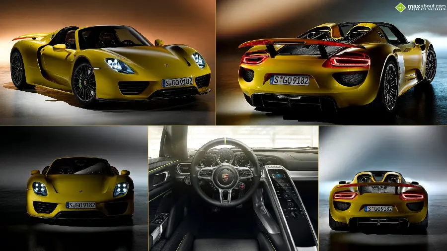 Photo of the interior of the Porsche 918 Spyder and its dashboard