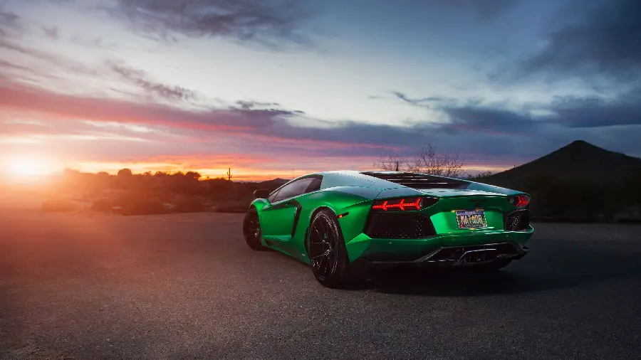 Download photo of green Lamborghini Aventador car in 4k quality
