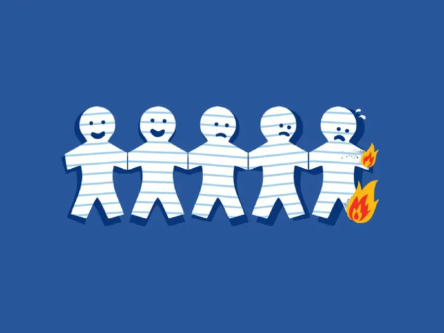 Interesting and meaningful picture of paper dolls' reaction to the environment and the incident