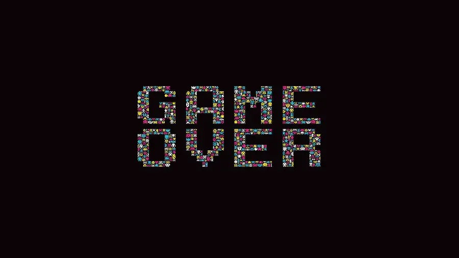 Free download of Windows 11 wallpaper with the title Game Over with a black background in high quality