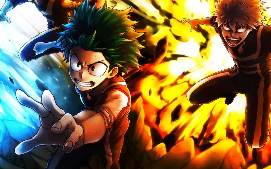 Photo of the characters Shoto Todoroki and Bakugo