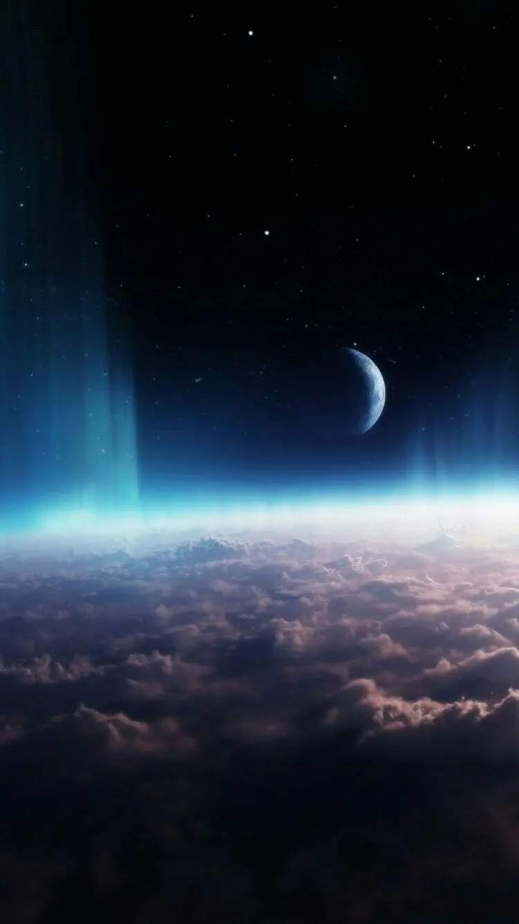 Fantasy Wallpaper of the Sky and the Moon with Shining Stars for iPhone