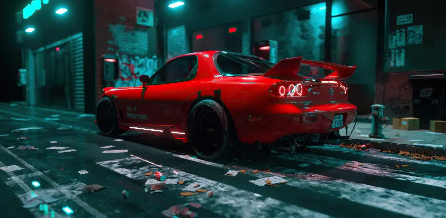 Download red wallpaper of Mazda rx7 car