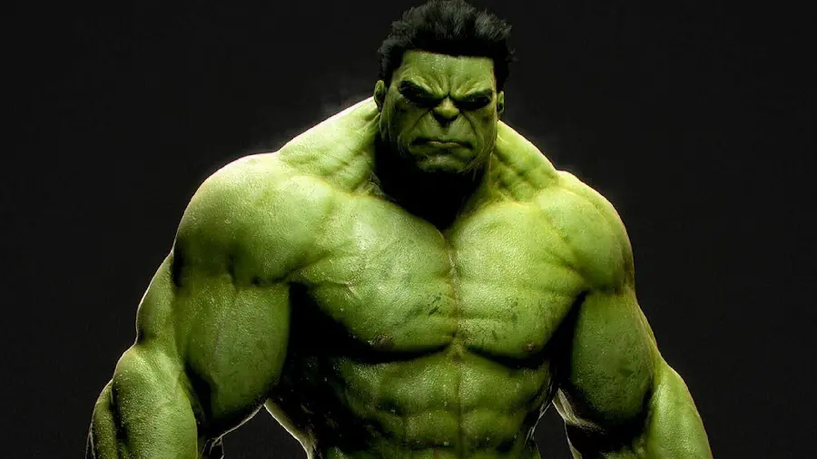 Photo and vector of the Hulk with a large body and athleticism and superhuman strength