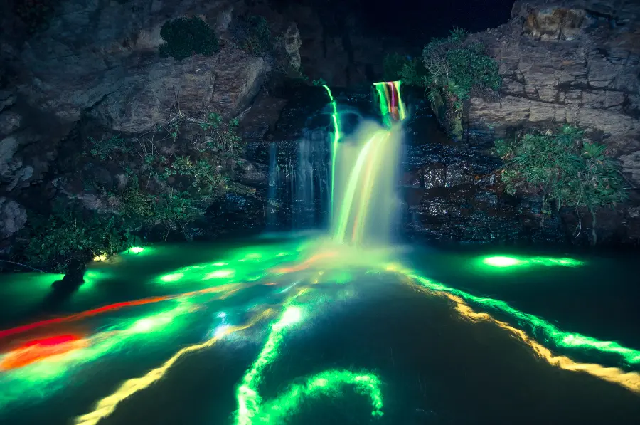 Full HD image of a waterfall with bright and interesting water for wallpaper and background