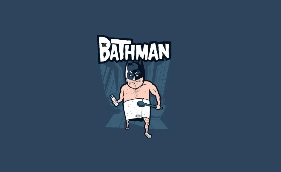 Interesting and funny wallpaper of the Batman character with a shirt and a brush in his hand for the phone background