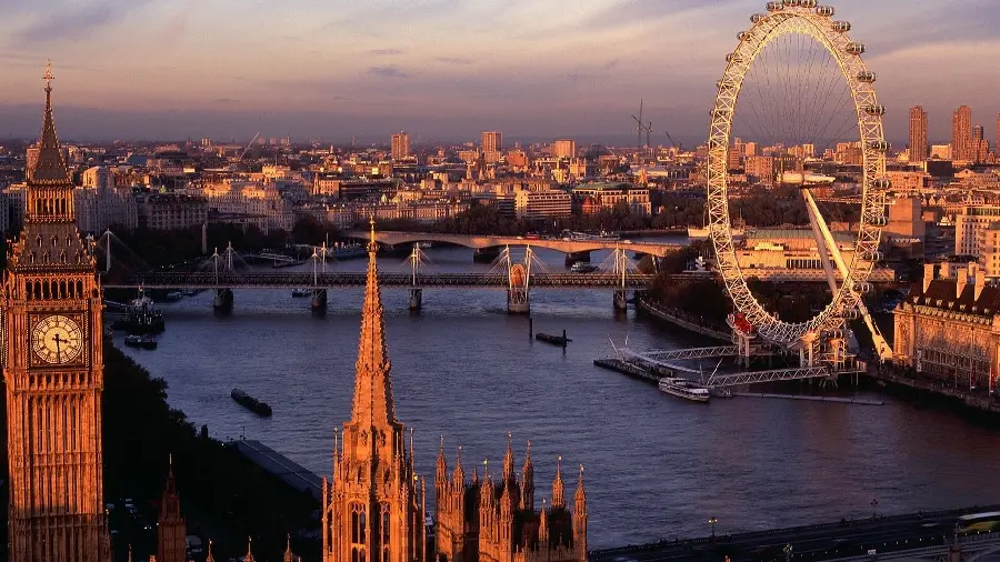 Photo of the Thames River and the very tall Ferris wheel in London for your profile