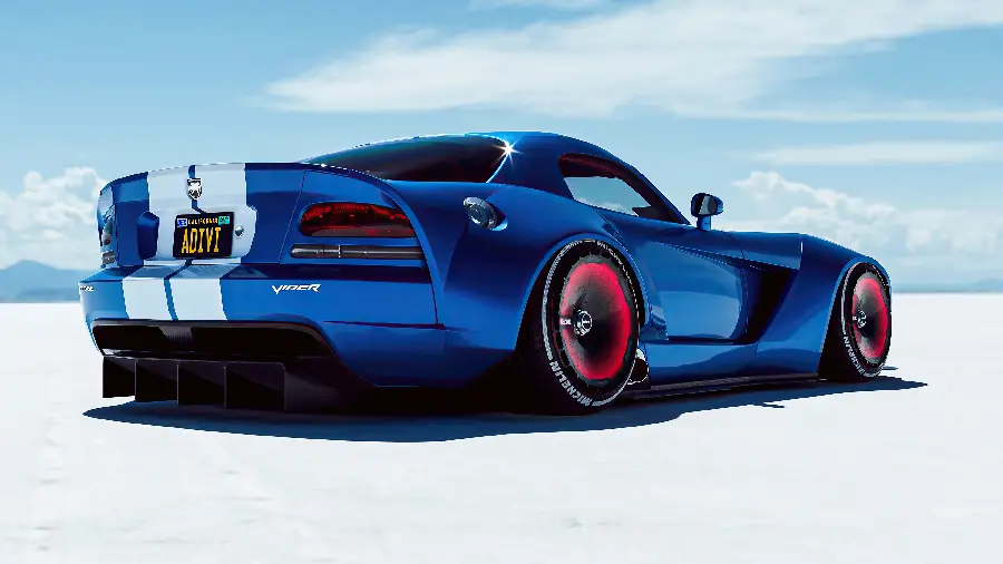 Blue and white Dodge Viper car poster car dodge viper 