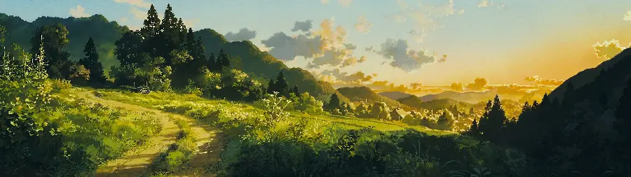Beautiful Nature and Mountain Painting Background for Wide Gaming Monitors