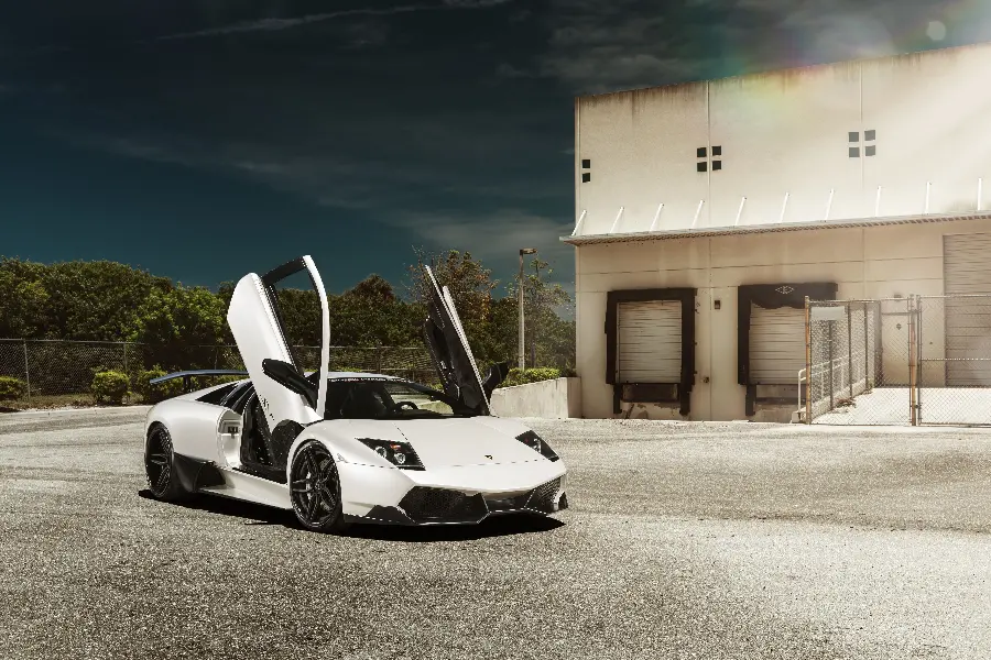 Latest Lamborghini Car Wallpaper Laptop White Murcielago with open doors in HD quality