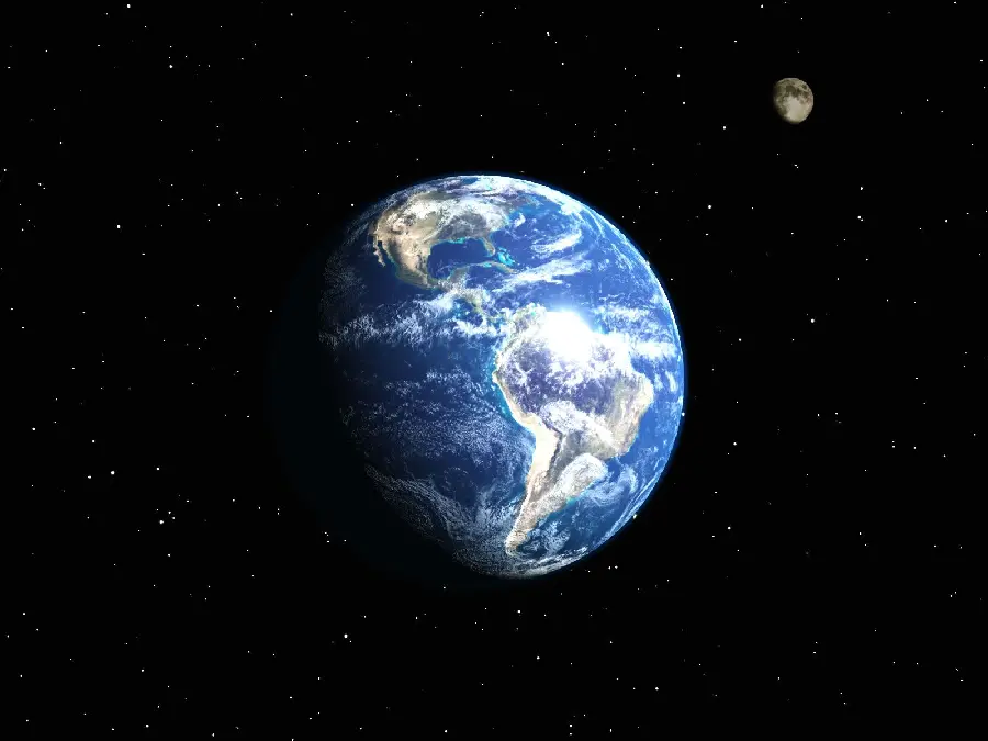 High quality profile photo of a real Earth on a starry night from NASA
