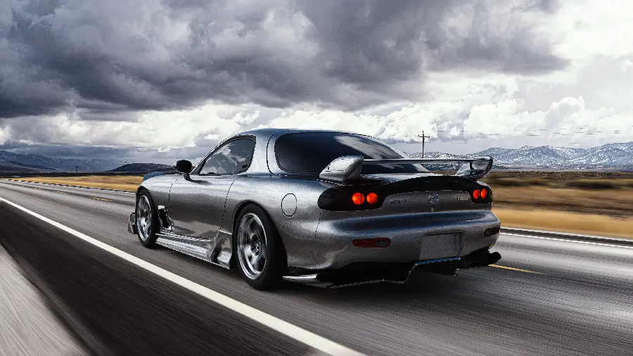 High quality silver Mazda coupe car photo